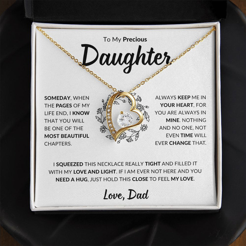 Precious Daughter Forever Love Necklace, Jewelry Gifts from Dad, Graduation Gift, Happy Birthday Gift Daughter