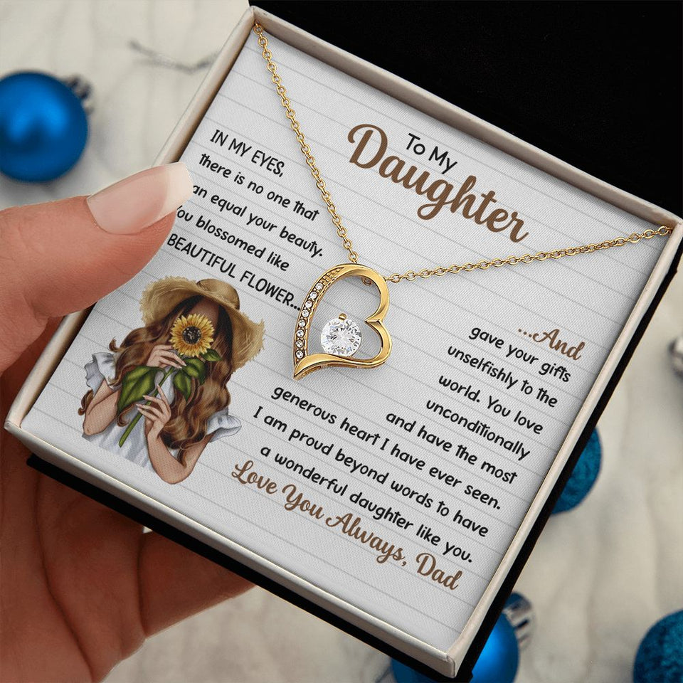 Daughter Beautiful Flower, Forever Love Necklace, Gift For Daughter From Dad, Christmas Gift Idea
