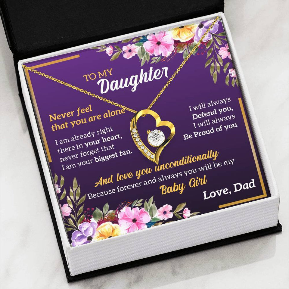 Namashops - Forever Love Necklace - To My Daughter - Forever Love - You are not alone, Gift For Wife, For Mom, Gift For Christmas, Birthday