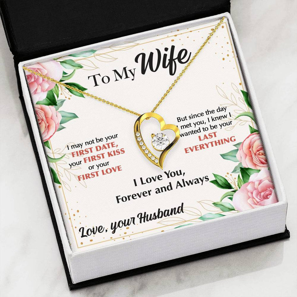 Namashops - Forever Love Necklace - To My Wife - F&W - Last Everything Card, Gift For Wife, For Mom, Gift For Christmas, Birthday