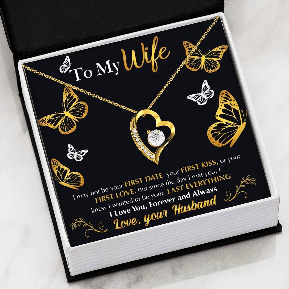 Forever Love Necklace - To My Wife - Last Everything - Flying Butterflies Gift For Wife For Mom Gift For