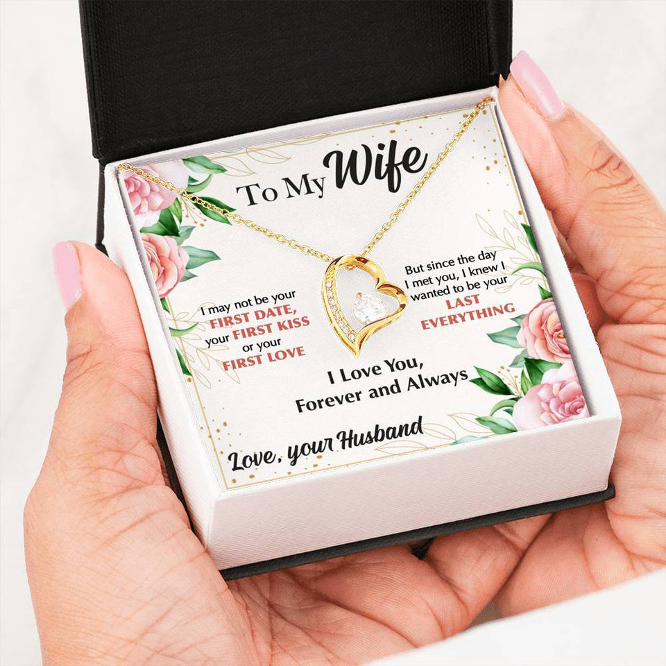 Namashops - Forever Love Necklace - To My Wife - F&W - Last Everything Card, Gift For Wife, For Mom, Gift For Christmas, Birthday