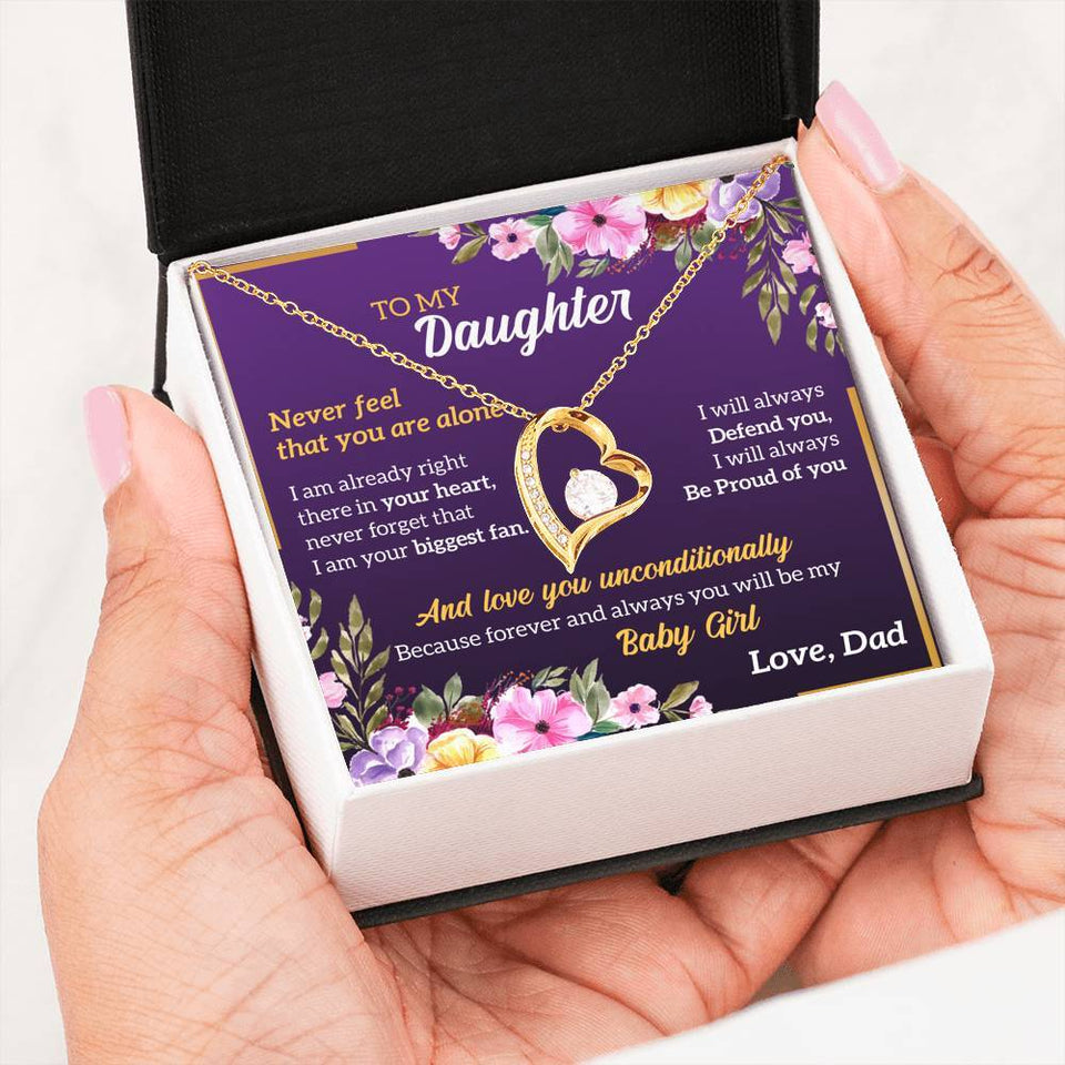 Namashops - Forever Love Necklace - To My Daughter - Forever Love - You are not alone, Gift For Wife, For Mom, Gift For Christmas, Birthday