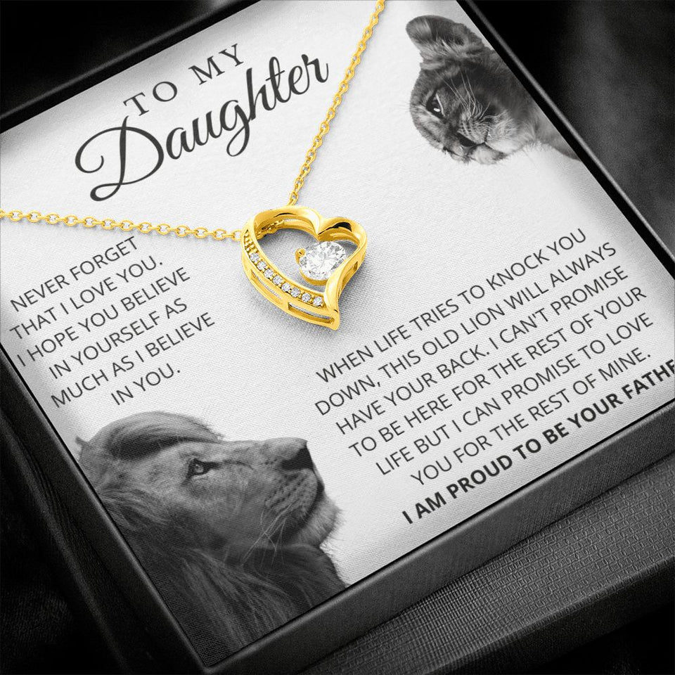To My Daughter Necklace Never Forget Forever Love You, Best Gift for Daughter, Necklace for Daughter, Forever Love Necklace