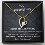 Wife 4th Anniversary Forever Love Heart Necklace