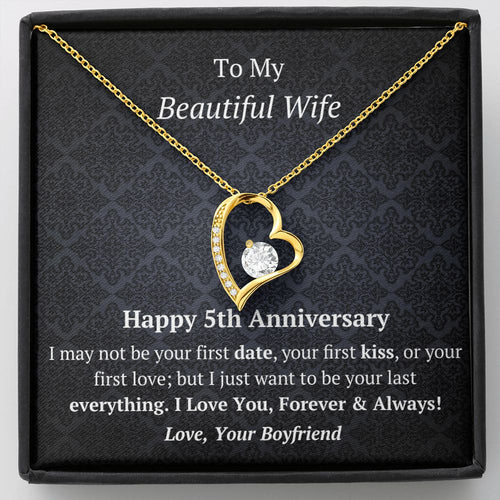 Wife 5th Anniversary Forever Love Heart Necklace