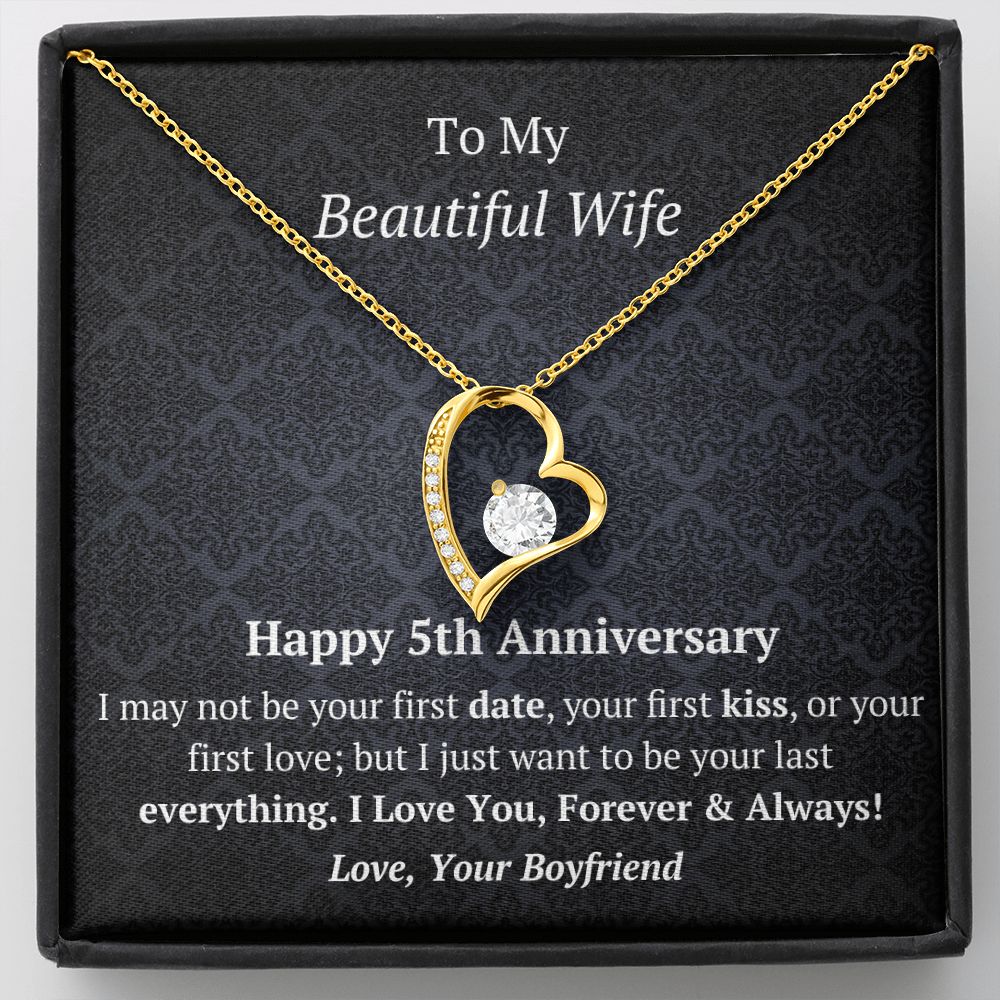 Wife 5th Anniversary Forever Love Heart Necklace