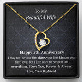 Wife 5th Anniversary Forever Love Heart Necklace