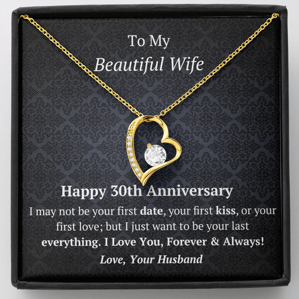 Wife 30th Anniversary - Forever Love Heart Necklace