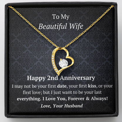 Wife 2nd Anniversary Forever Love Heart Necklace