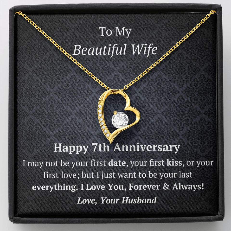 Wife 7th Anniversary Forever Love Heart Necklace