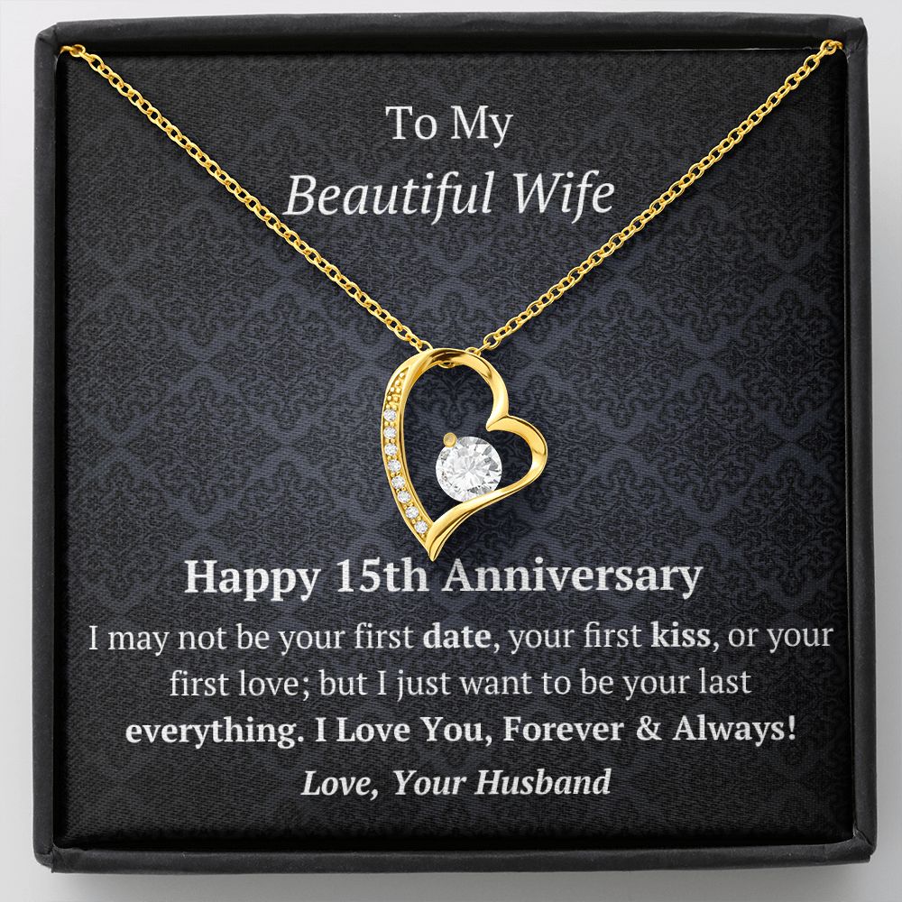 Wife 15th Anniversary - Forever Love Heart Necklace