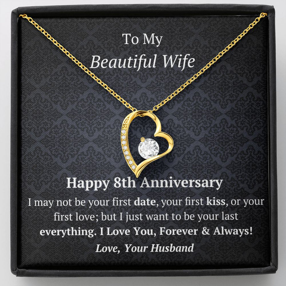 Wife 8th Anniversary - Forever Love Heart Necklace