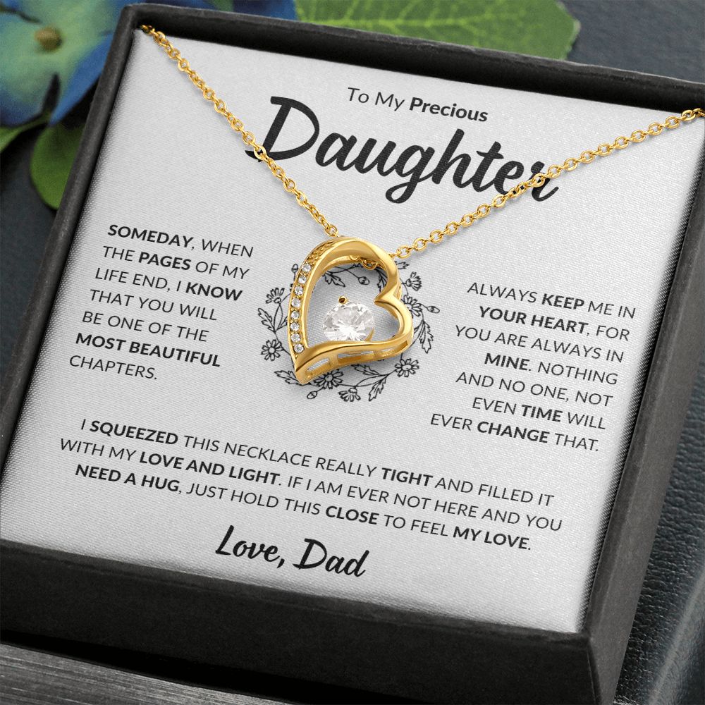 Precious Daughter Forever Love Necklace, Jewelry Gifts from Dad, Graduation Gift, Happy Birthday Gift Daughter
