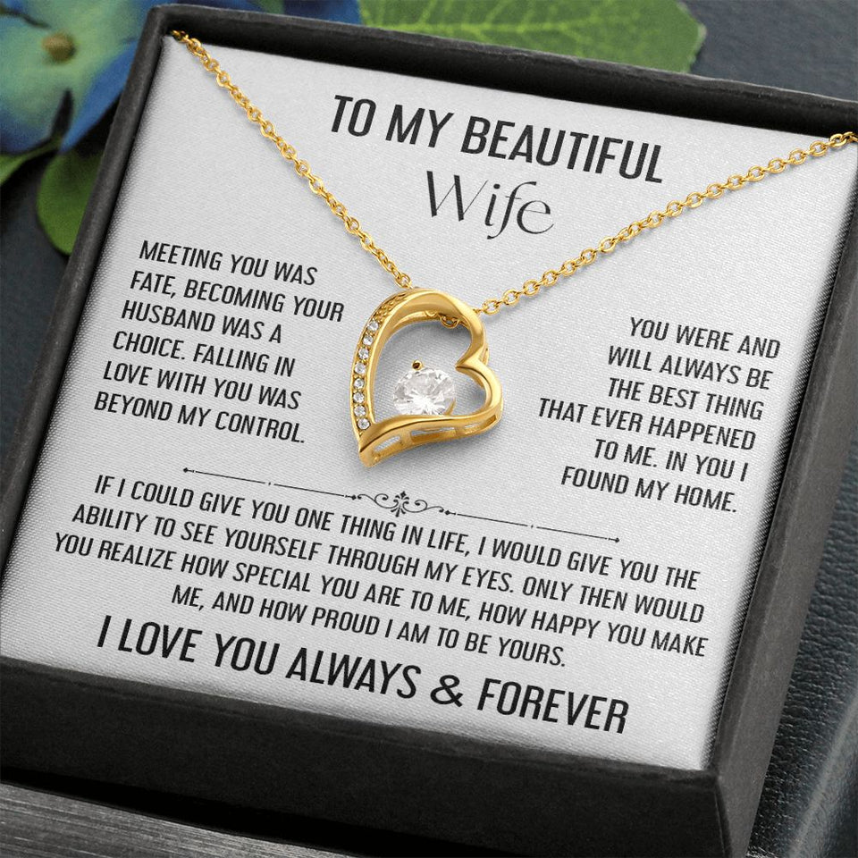 To My Beautiful Wife | Falling In Love Was Beyond My Control | Forever Love Necklace