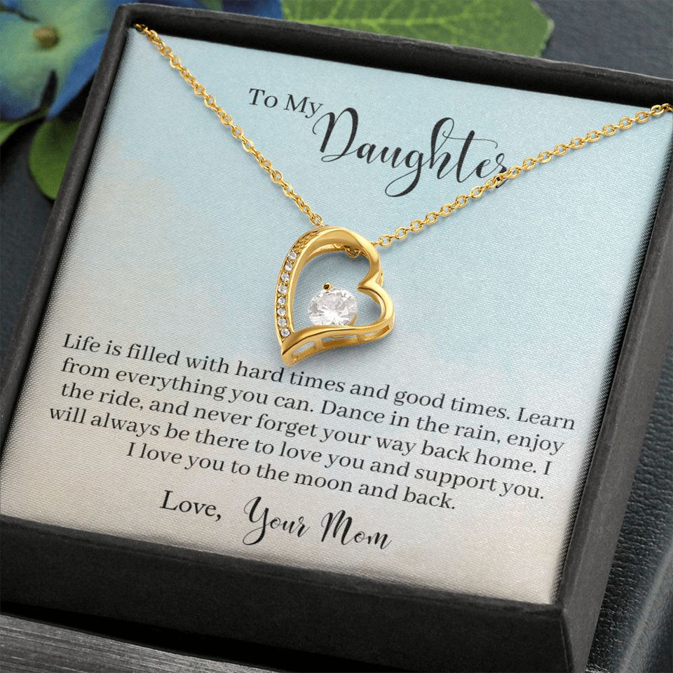 To My Daughter -Learn From Everything -  Forever Love Heart Necklace