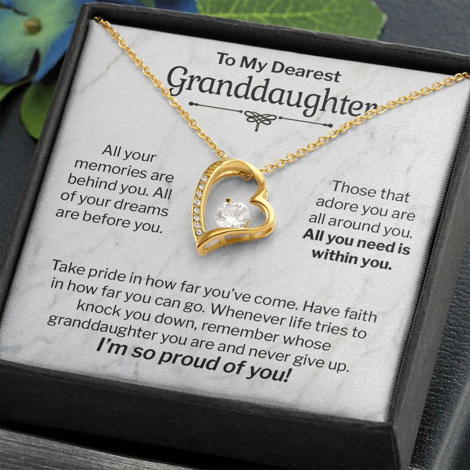 My Dearest Granddaughter Gift - All You Need is Within You - Forever Love Necklace