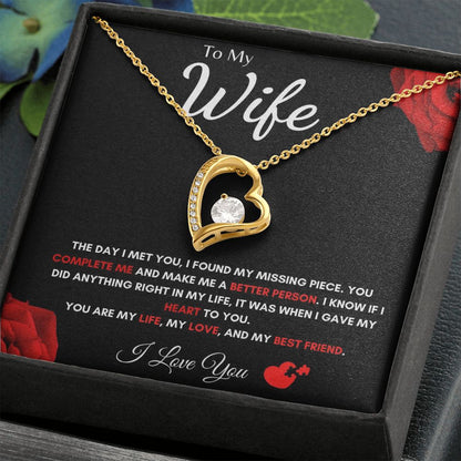 To My Wife - Forever Love Necklace - Missing Piece Gift For Mom, necklace For Wife, Gift For Mother's Day