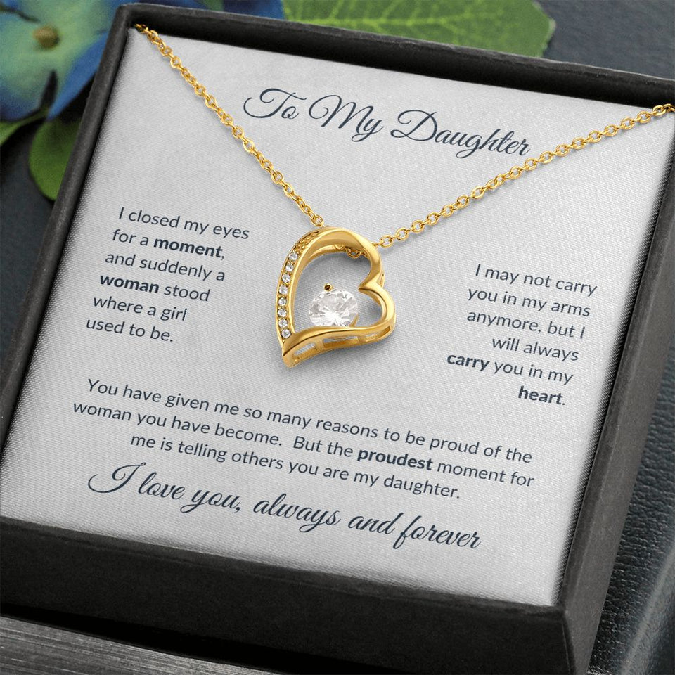 To My Daughter - Proudest Moment Forever Love Necklace White