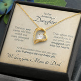 To Our Amazing Daughter Snuggled Into Our Hearts - Mom & Dad Gift to Daughter, Necklace for Daughter, Forever Love Necklace
