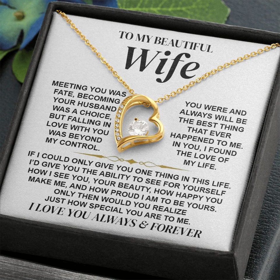 To My Beautiful Wife | Meeting You Was Fate | Forever Love Necklace