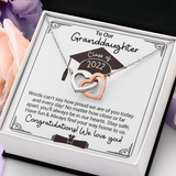 To Our Granddaughter Class Of 2022 - Words Can't Say How Proud We Are - Interlocking Hearts Necklace