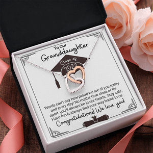 To Our Granddaughter Class Of 2022 - Words Can't Say How Proud We Are - Interlocking Hearts Necklace