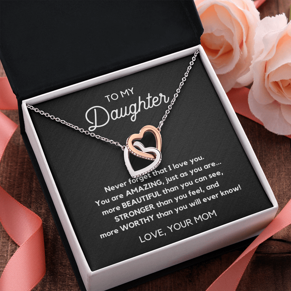 Interlocking Hearts Necklace-To my daughter