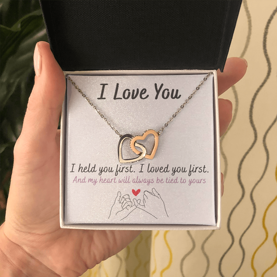 Mother And Daughter | I Love You | Interlocking Hearts Necklace