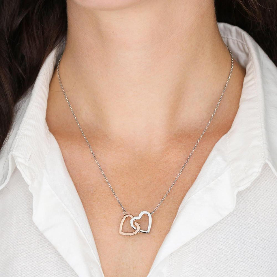 Pamaheart- Interlocking Hearts Necklace- To My Daughter - Interlocked Hearts - Braver Than You Believe