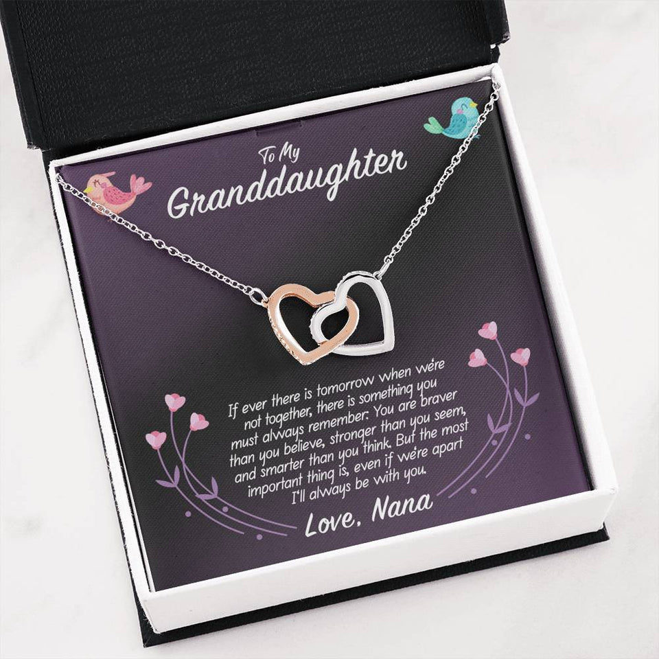 To My Granddaughter Love Nana Interlocking Hearts Necklace