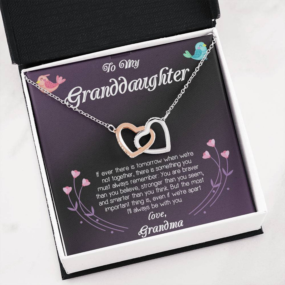 To My Granddaughter Love Grandma Interlocking Hearts Necklace