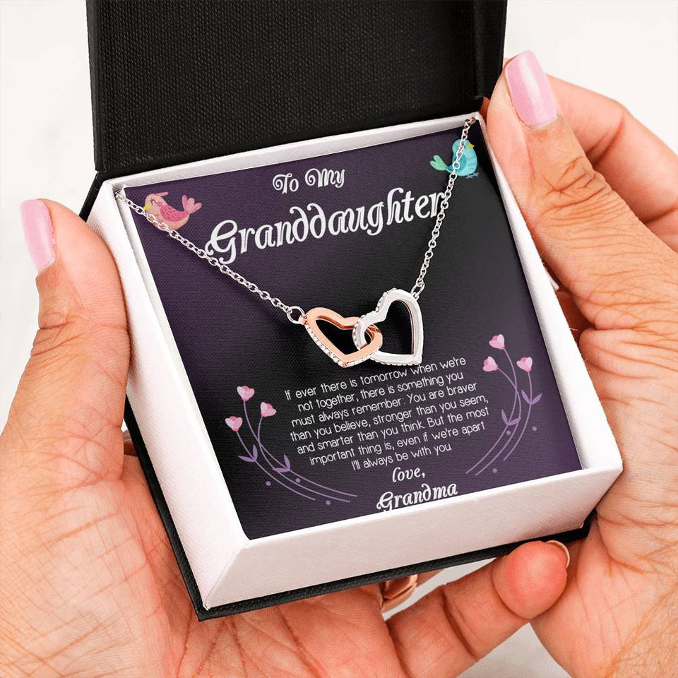 To My Granddaughter Love Grandma Interlocking Hearts Necklace