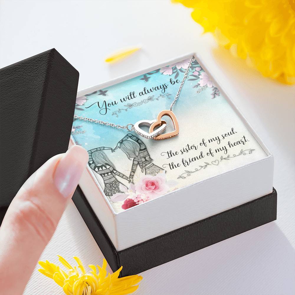 Interlocking Hearts Necklace- To My Sister - The Sister Of My Soul