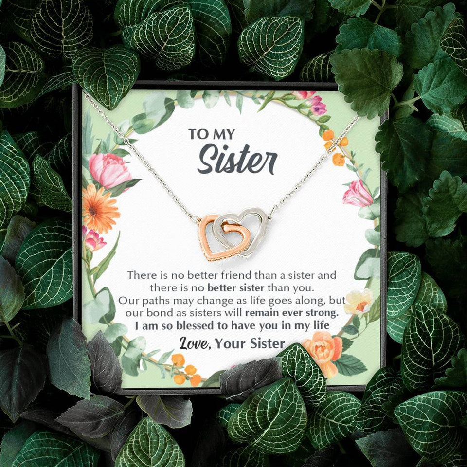 Pamaheart- Interlocking Hearts Necklace- To my Sister - There Is No Better Sister Than You