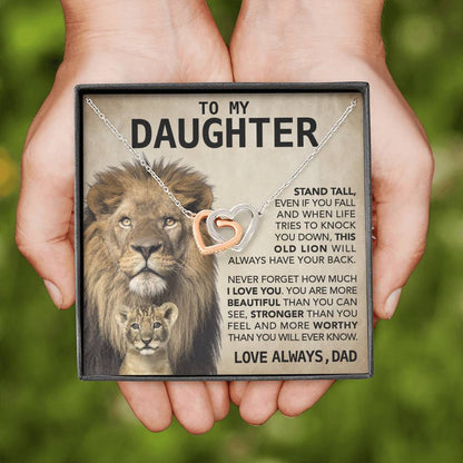 Interlocking Hearts Necklace- To My Daughter - This Old Lion - Dad Necklace