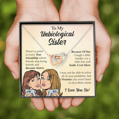 Interlocking Hearts Necklace- To My Unbiological Sister - We've Become Sisters