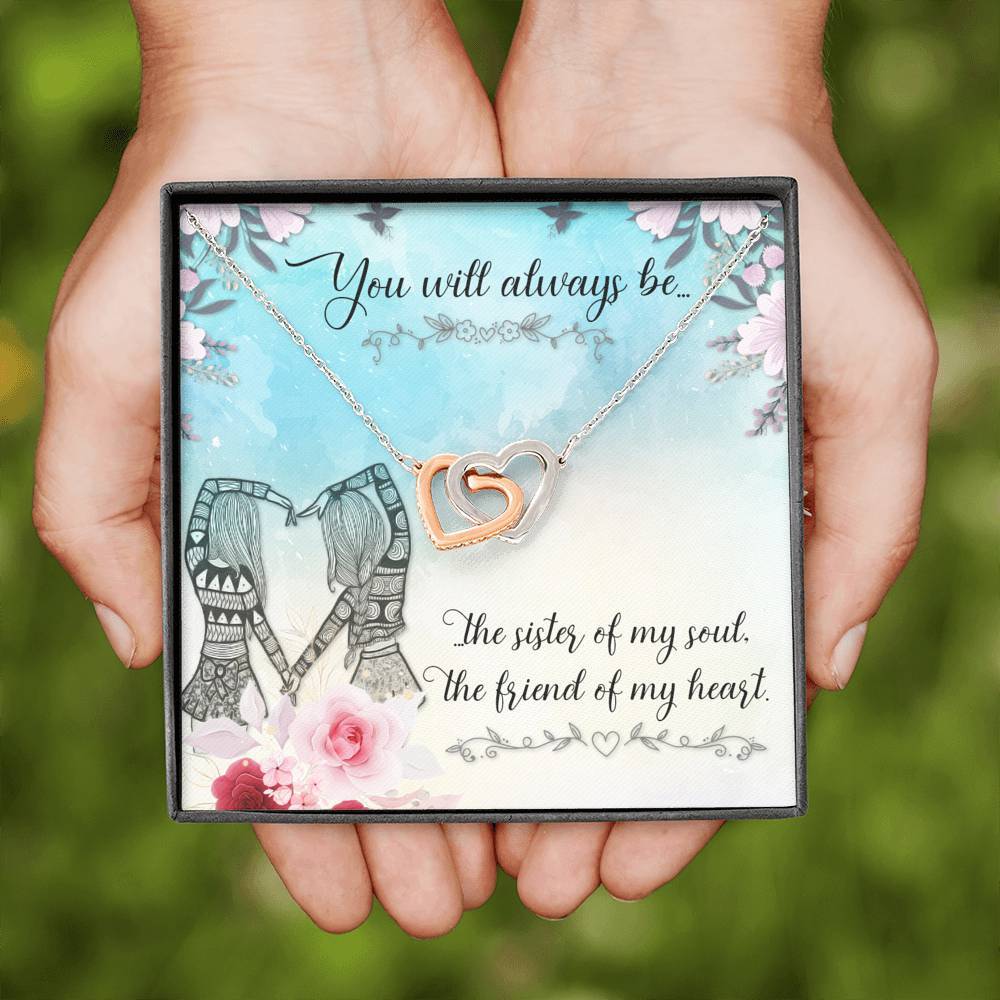 Interlocking Hearts Necklace- To My Sister - The Sister Of My Soul