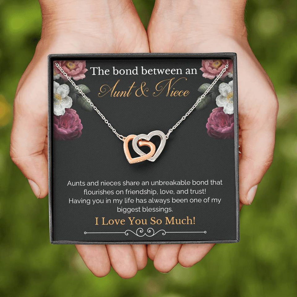 The Bond Between An Aunt & Niece - Aunts And Nieces Share An Unbreakable Bond - Interlocking Hearts Necklace