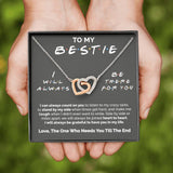 Interlocking Hearts Necklace- To My Bestie - Heart to Heart - Interlocked Heart Necklace