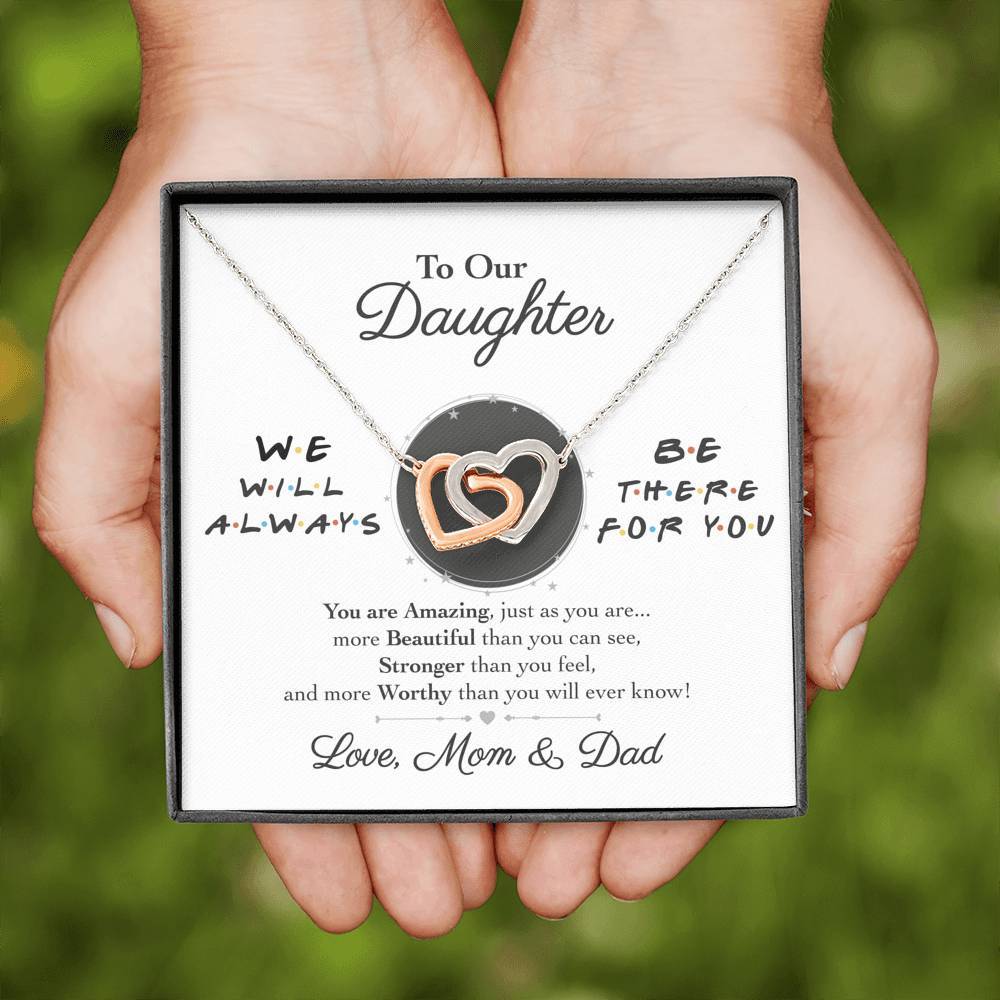 Pamaheart- Interlocking Hearts Necklace- To Our Daughter - Interlocked Hearts Necklace - We Will Always Be There For You