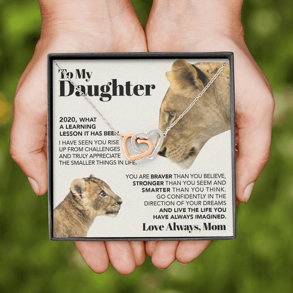 Interlocking Hearts Necklace- To My Daughter - Stronger Than You Seem - Necklace