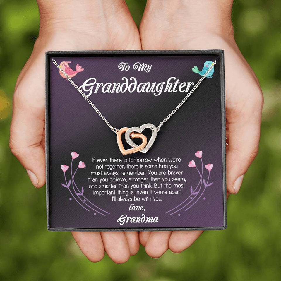 To My Granddaughter Love Grandma Interlocking Hearts Necklace