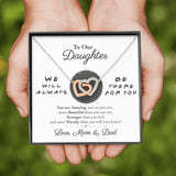 Interlocking Hearts Necklace- To Our Daughter - Interlocked Hearts Necklace - We Will Always Be There For You