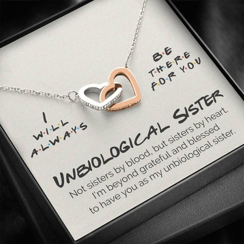 Pamaheart- Interlocking Hearts Necklace- Unbiological Sister - I Will Always Be There For You - Interlocking Heart Necklace