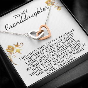 To My Granddaughter - I Hugged This Little Pendant - Interlocking Hearts Necklace