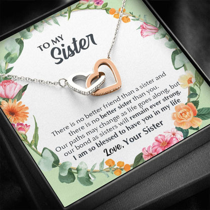 Pamaheart- Interlocking Hearts Necklace- To my Sister - There Is No Better Sister Than You