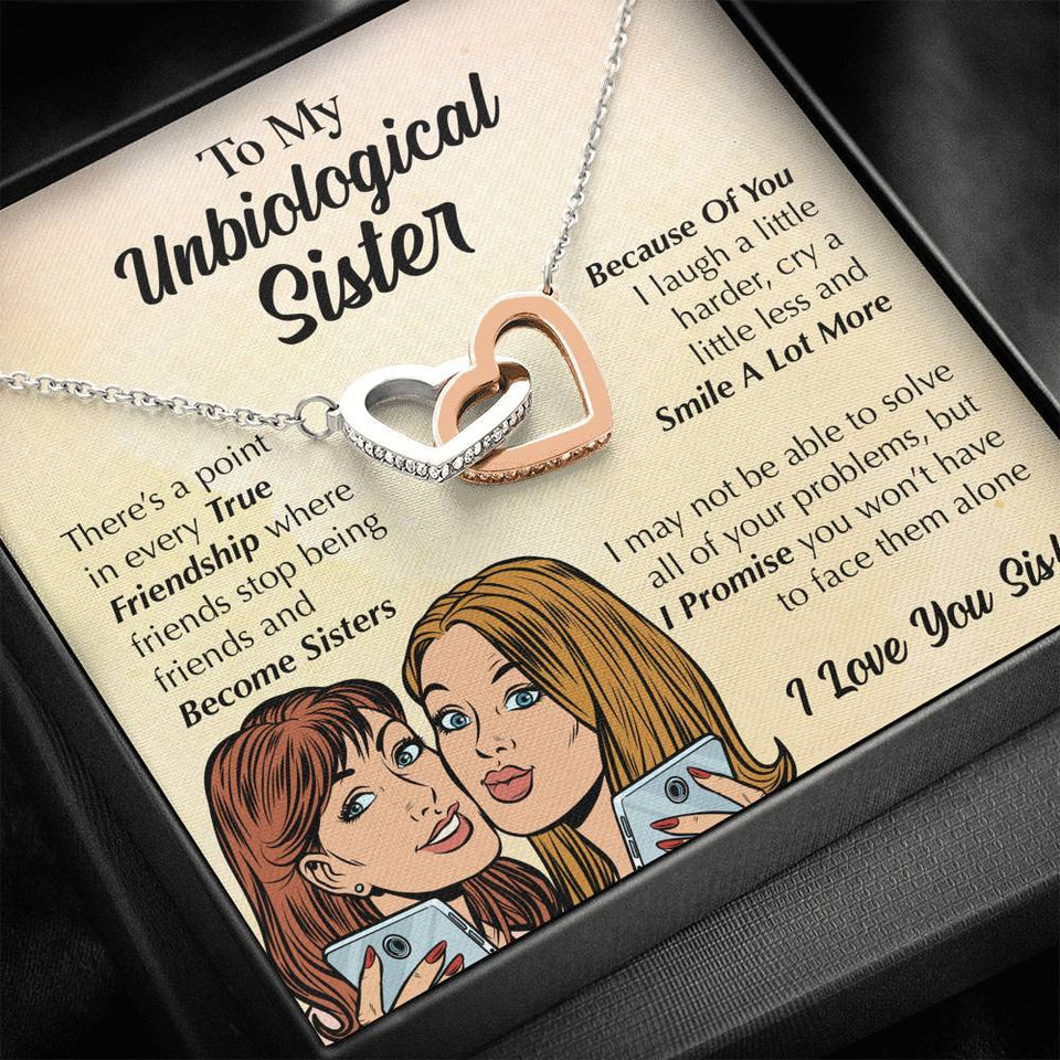 Interlocking Hearts Necklace- To My Unbiological Sister - We've Become Sisters