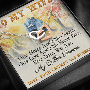 Interlocking Hearts Necklace- To My Wife - My Queen Forever -Interlocked Hearts