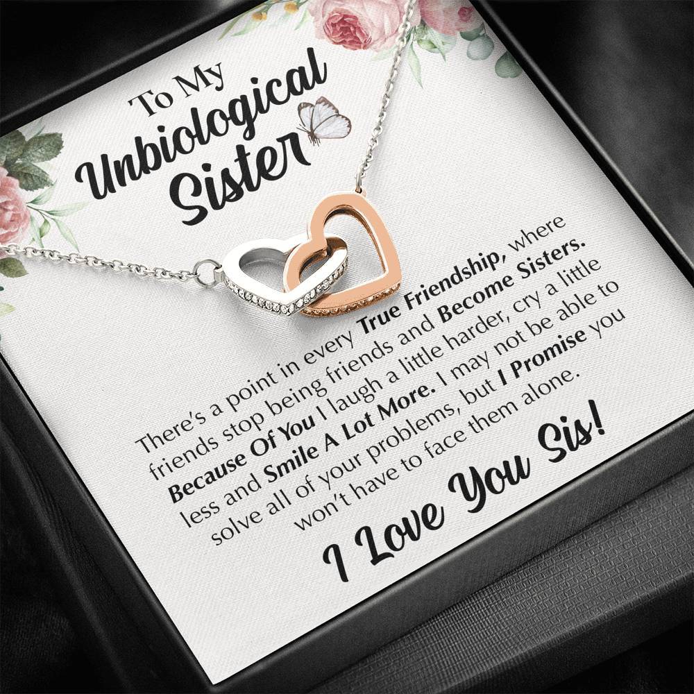 Pamaheart- Interlocking Hearts Necklace- To My Unbiological Sister - I Smile a Lot More